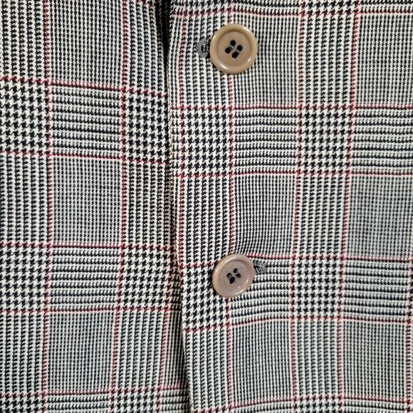 Vtg Valentino Uomo 40R Gray Red Glen Plaid Wool Blazer Italy Sport Coat Jacket - Picture 5 of 11